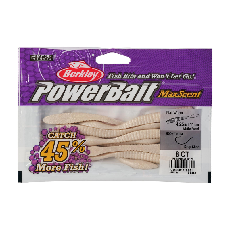 Berkley PowerBait Maxscent Flat Worm Pearl White