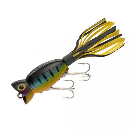 NEW Fred Arbogast Black/White Hula Popper Surface Lure with skirt tail-Free  Ship