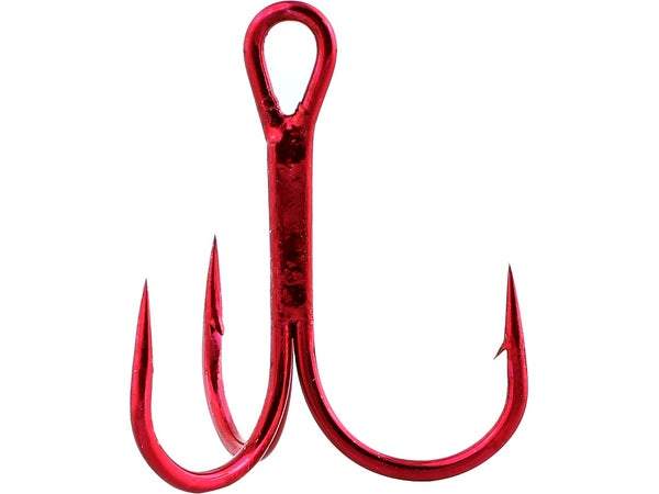 Alysontech 50pcsBox Red Treble Hooks, High Carbon Steel Fishing Hooks Kit,  Sharp & Round Bend Fishing Treble Hooks for Catfish Lures Baits Bass Size